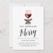 Eet Drink & Be Merry Christmas Party Kaart (Voorkant)