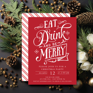 Eet Drink & Be Merry Christmas Party Kaart