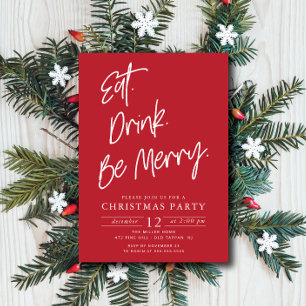 Eet Drink & Be Merry Christmas Party Kaart