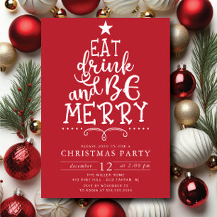 Eet Drink & Be Merry Christmas Party Kaart