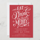 Eet Drink & Be Merry Christmas Party Kaart (Voorkant)