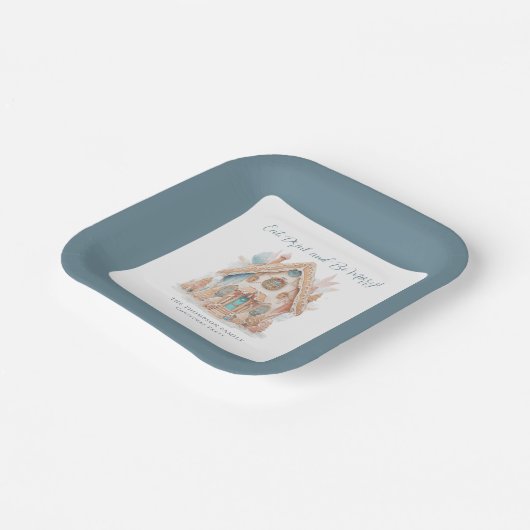 Eet Drink Be Merry Gingerbread House Kerst Papieren Bordje (Gebogen)