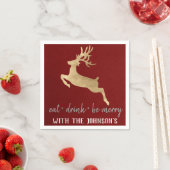 Eet Drink Be Merry Gold Rendier Bourgondië Grey Servet (Insitu)