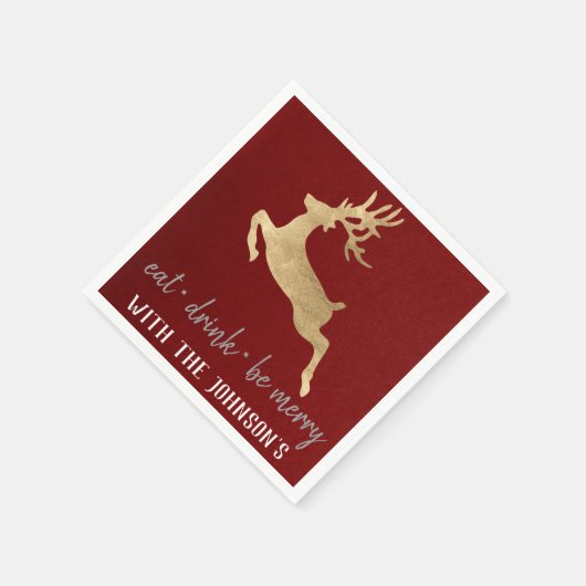 Eet Drink Be Merry Gold Rendier Bourgondië Grey Servet (Hoek)