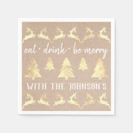 Eet Drink Be Merry Gold Rendier Kraft Cottage Lux Servet