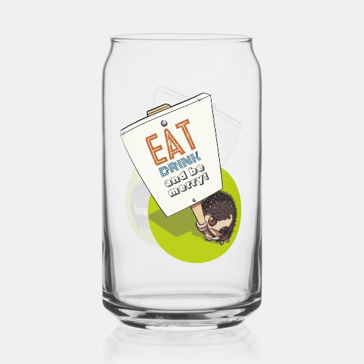 Eet Drink & Be Merry Hedgehog Picket Sign Blikvorm Glas (Achterkant)