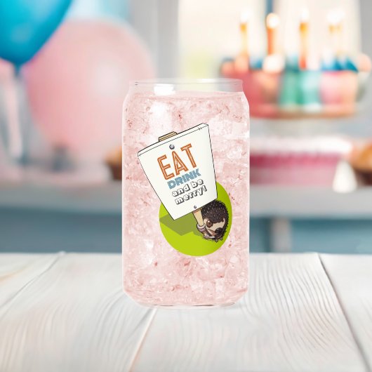 Eet Drink & Be Merry Hedgehog Picket Sign Blikvorm Glas (Insitu (Baby Shower))