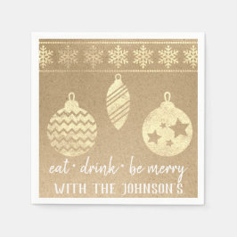 Eet Drink Be Merry Kraft Lux Wit Goud Sneeuwvlokke Servet
