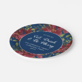 Eet Drink Be Merry Navy Bloemen Kerstfeest Papieren Bordje (Gekanteld)