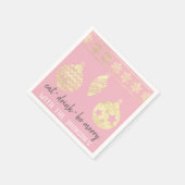 Eet Drink Be Merry Pink White Gold Sneeuwvlokken Servet (Hoek)