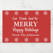 Eet Drink & Be Merry Vakantie Mousserende Wijn Lab Sparkling Wijnetiket (Enkel label)