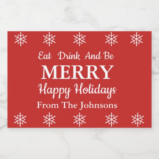 Eet Drink & Be Merry Vakantie Mousserende Wijn Lab Sparkling Wijnetiket (Enkel label)