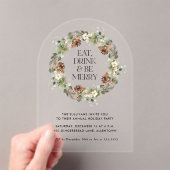 Eet Drink Be Merry Waterverf krans feestdag Acryl Uitnodigingen (Insitu (Draagbaar))