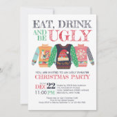 Eet Drink Be Ugly Sweater Christmas Holiday Party Kaart (Voorkant)