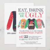 Eet Drink Be Ugly Sweater Christmas Holiday Party Kaart (Voorkant / Achterkant)