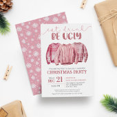Eet Drink Be Ugly Sweater Roze Kerstfeest Kaart