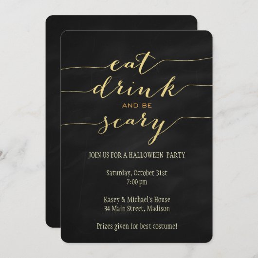 Eet, Drink, ben eng Halloween partijuitnodiging Kaart (Voorkant / Achterkant)