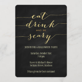 Eet, Drink, ben eng Halloween partijuitnodiging Kaart