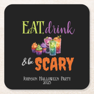 Eet, Drink & Ben Enge Halloween Party Neon Retro Kartonnen Onderzetters