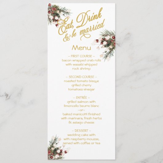 Eet Drink & ben getrouwd Winterbruiloft Menu (Voorkant)