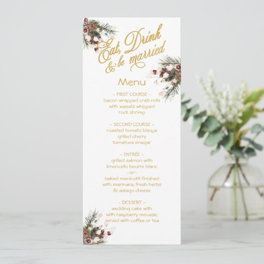 Eet Drink & ben getrouwd Winterbruiloft Menu (Staand voorkant)