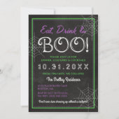 Eet Drink & Boo! | Chalkboard Halloween Party Kaart (Voorkant)