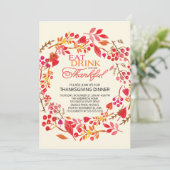 Eet Drink Dankbaar Krans Thanksgiving Uitnodiging (Staand voorkant)