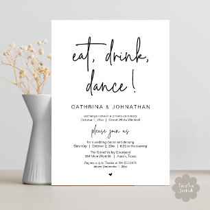 Eet, Drink, Dans Elegante Trouw Elopement Dinner Kaart