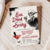 Eet Drink en angstaanjagend Halloween verjaardagsf Kaart
