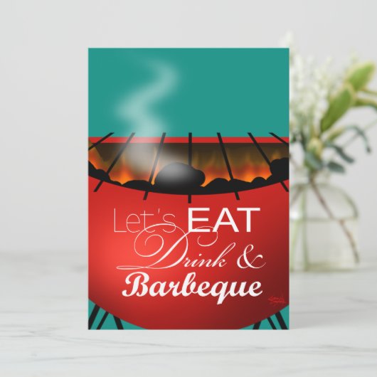 Eet Drink en Barbeque 4 juli Familie BBQ Kaart (Staand voorkant)