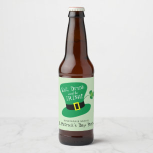 Eet, Drink en be Irish St. Patrick's Day Party Bier Etiket