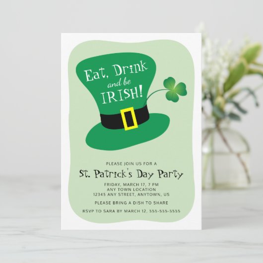 Eet, Drink en be Irish St. Patrick's Day Party Kaart (Staand voorkant)