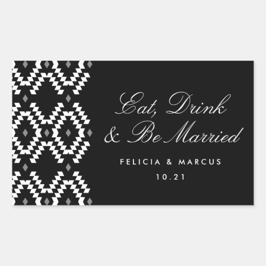 Eet, Drink en Be Married label, mini champagne Rechthoekige Sticker (Voorkant)