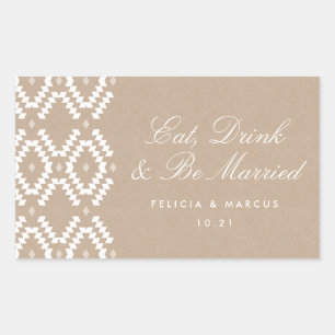 Eet, Drink en Be Married label, mini champagne Rechthoekige Sticker