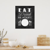 Eet-, Drink- en BE Merry Chalkboard Art (11x14) Poster (Keuken)