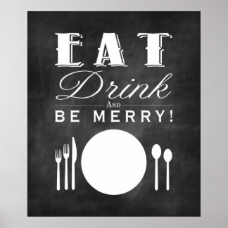 Eet-, Drink- en BE Merry Chalkboard Art (11x14) Poster