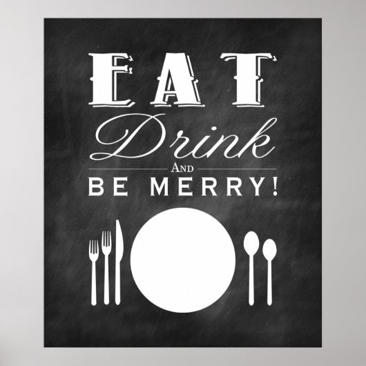 Eet-, Drink- en BE Merry Chalkboard Art (11x14) Poster (Voorkant)
