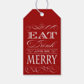 Eet Drink en Be Merry Holiday Dinner Party Gift Cadeaulabel (Voorkant)