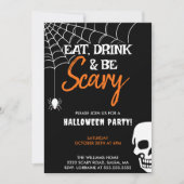 Eet Drink en Be Scary Halloween Party Zwart Kaart (Voorkant)