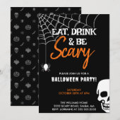 Eet Drink en Be Scary Halloween Party Zwart Kaart (Voorkant / Achterkant)