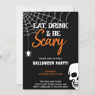 Eet Drink en Be Scary Halloween Party Zwart Kaart