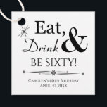 Eet Drink en Be Sixty MCM Retro 60e verjaardag Bedankjes Labels<br><div class="desc">Het wordt een hapje van een 60e verjaardagsfeestje,  dus vergroot je je gunsten met deze funky retro Eat,  Drink & Be 60! hang labels. Overeenkomende partijbenodigdheden beschikbaar.</div>