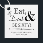 Eet Drink en Be Sixty MCM Retro 60e verjaardag Bedankjes Labels<br><div class="desc">Het wordt een hapje van een 60e verjaardagsfeestje,  dus vergroot je je gunsten met deze funky retro Eat,  Drink & Be 60! hang labels. Overeenkomende partijbenodigdheden beschikbaar.</div>