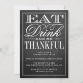 Eet-, Drink- en bekerige Thanksgiving van het kart Kaart (Voorkant)