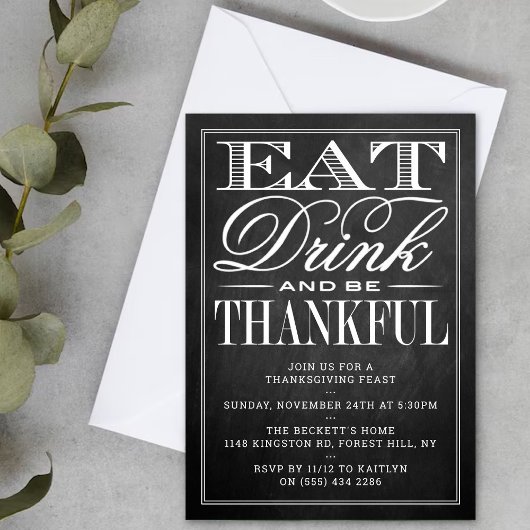 Eet-, Drink- en bekerige Thanksgiving van het kart Kaart