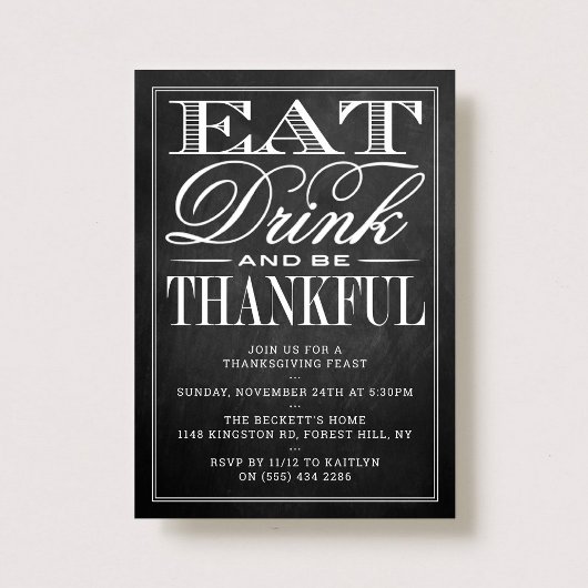 Eet-, Drink- en bekerige Thanksgiving van het kart Kaart
