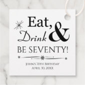 Eet Drink en ben 70 Retro 70e verjaardag Bedankjes Labels (Achterkant)
