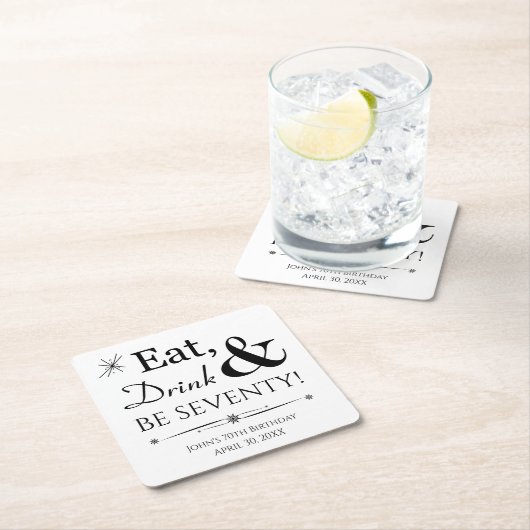 Eet Drink en ben 70 Throwback 70e verjaardag Kartonnen Onderzetters (Insitu)