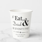 Eet Drink en ben 75 Retro 75e verjaardag Papieren Bekers (Voorkant)
