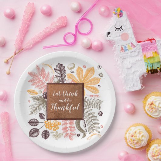 Eet Drink en ben dankbaar Papieren Bordje (Feest)